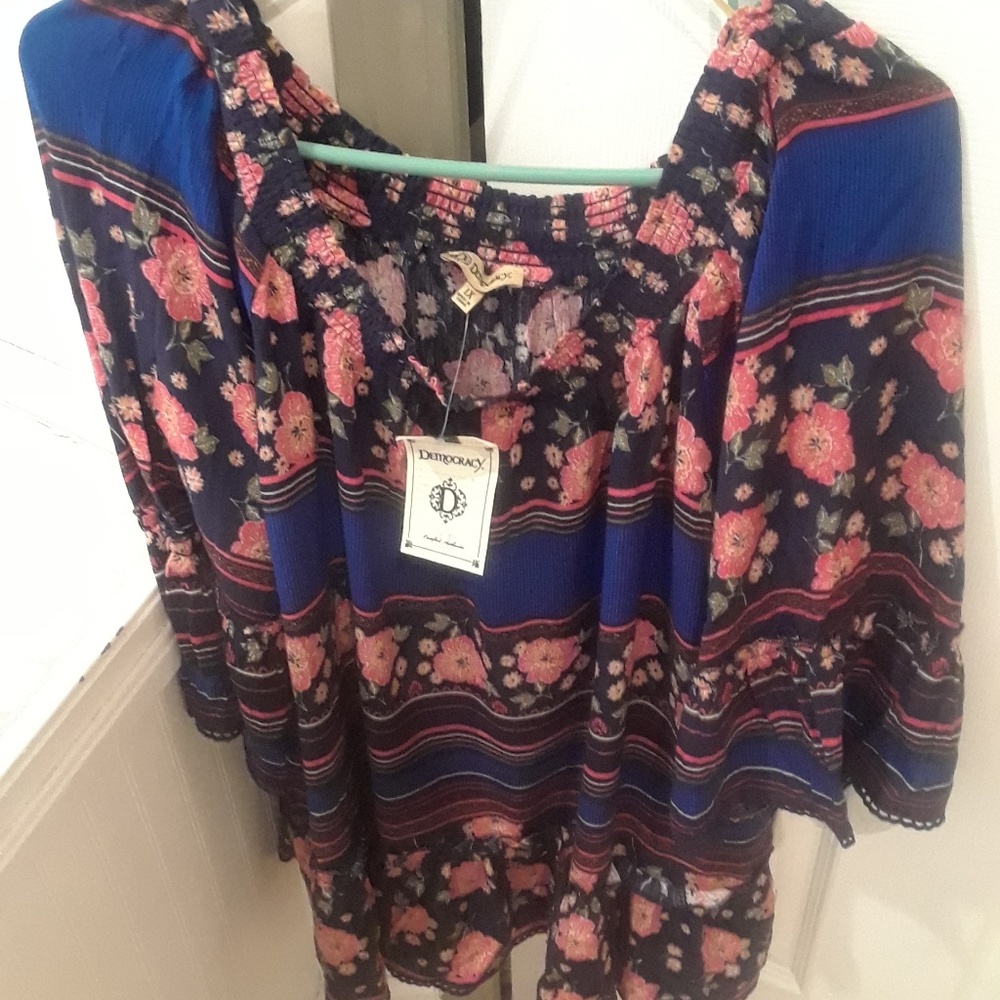 *PLUS* DEMOCRACY Blue & Orange Blouse size 18 w